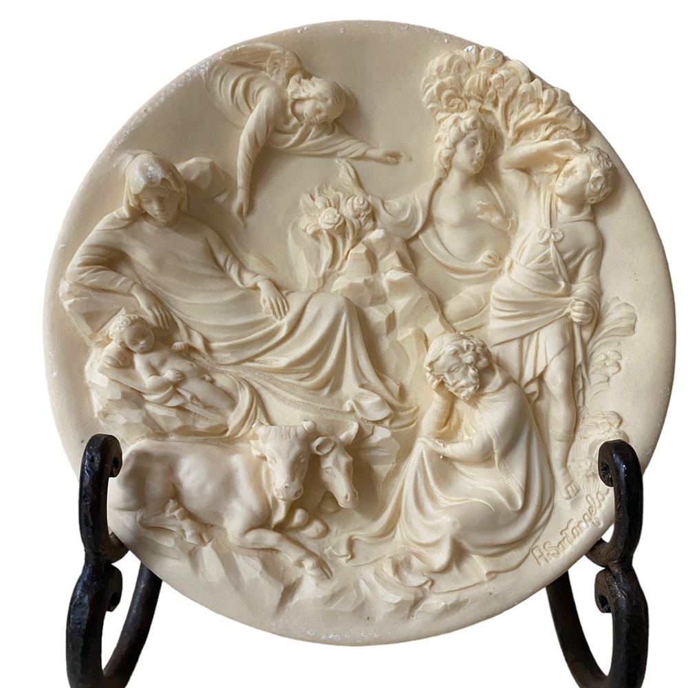 de “LA NATIVITA” WALL HANGING PLATE BY A.SANTANGELA 1984 ITALY TOSCANA #2214